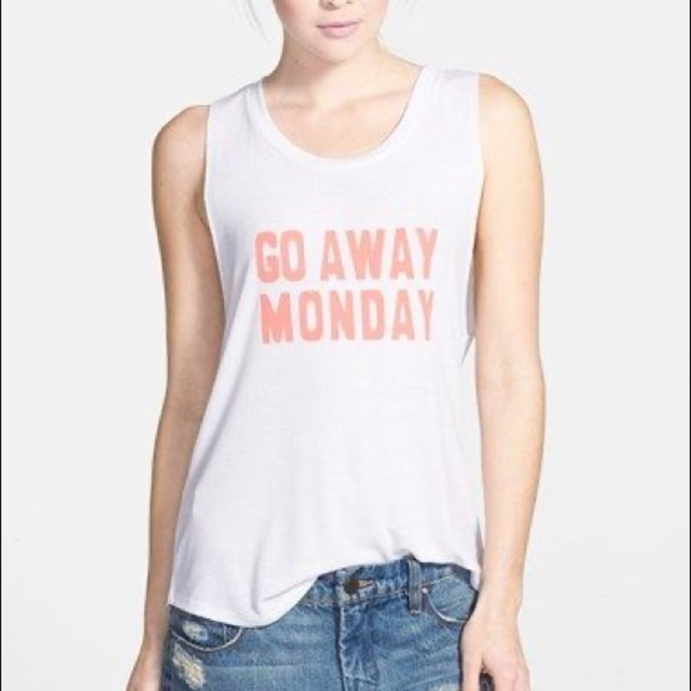 EUC “Go Away Monday” White Rib Tank